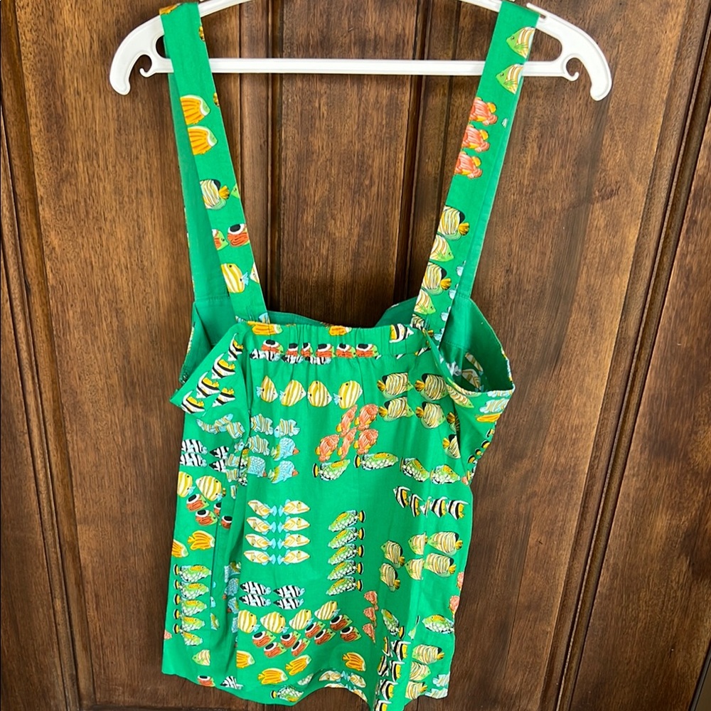 J. Crew Green Fish Patterned Adjustable Straps Sl… - image 5